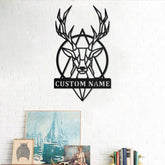 Custom Deer Geometric Metal Wall Art, Personalized Deer Geometric Name Sign Decoration For Room, Deer Home Decor, Custom Deer Geometric, Metal Laser Cut Metal Signs Custom Gift Ideas